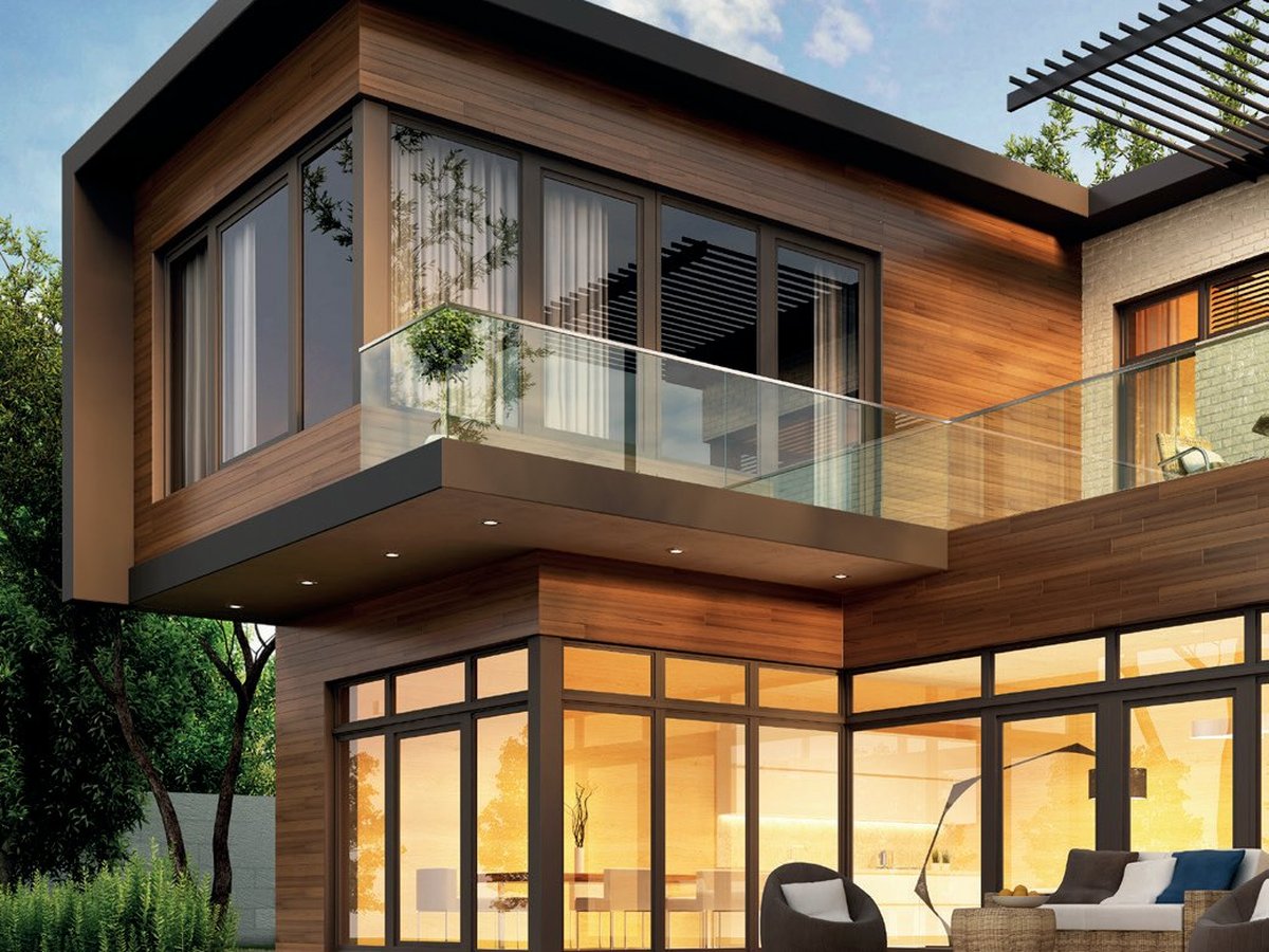 Holz-Alu-Fenster an einem modernen Haus